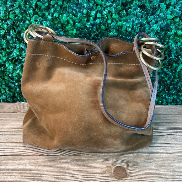 Tory Burch Brown Suede Tote Shoulder Bag 10005634 08-18 - Picture 1 of 12